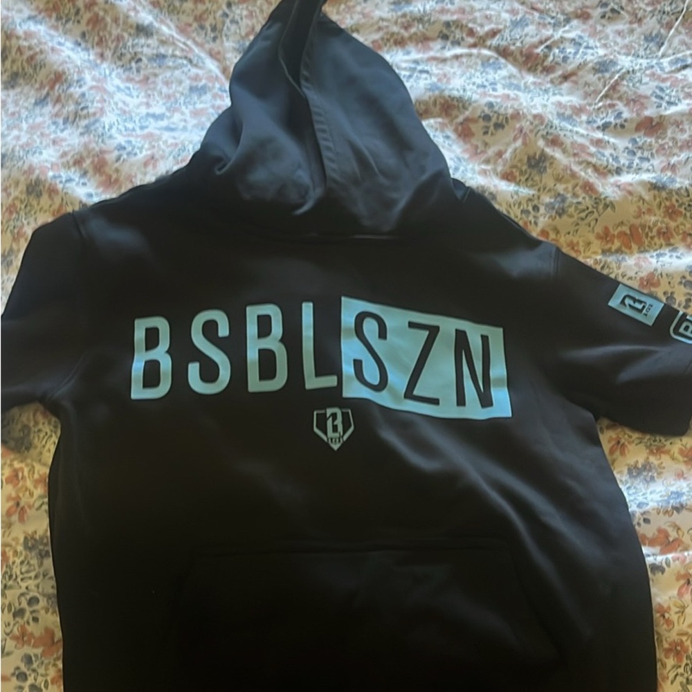 Black Baseballism Hoodie shirt with Blue Lettering YS
